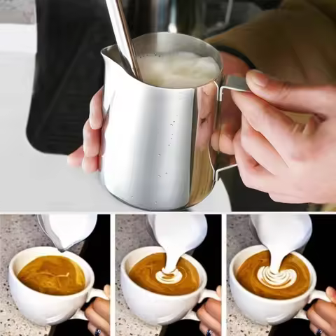 Milk Frother Jug Milk Stainless Steel Frother Pitcher Steamer Cup for Espresso Latte Barista Coffee 