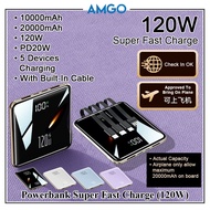 AMGO Powerbank Super Fast Charging Power Bank PD20W 120W Powerbank Built in 4 Cables Type C 充电宝