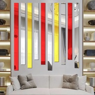 10Pcs 20x5CM Colorful 3D Long Mirror Self-Adhesive Wall Stickers Acrylic DIY Stripe Sticker for Bedroom Background Home Wall Decor