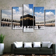 Kanvas 5 Piece 5 Pcs Hd Cetak Besar Islam Kaabah Mekah Gambar Moden Hiasan Pada Kanvas Dinding seni 