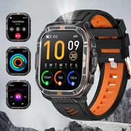 Yoateo Men Smart Watch With Flashlight Compass 1100 Mah Big Battery Bluetooth Call Waterproof Outdoo
