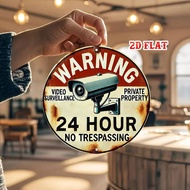 Vintage Aluminum No Trespassing Sign 7.87 Inch Metal Warning Plaque with Video Surveillance Design f