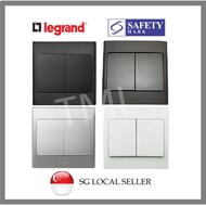 Legrand Mallia 2Gang 1Way/2Way Silver/Matt Black Double Wall Switch 2 Gang 1 Way 2 Way