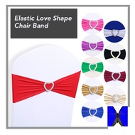 CHAIR BAND-RIBEN ️ Love Ring Elastic Chair Back Band Banquet Event Wedding Hotel Ribbon Bunga RibeN