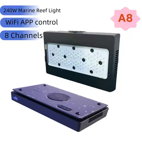 A8se A8PRO II BLUE 240W Marine LED Reef Aquarium Light 8 Channels Dimmer Timer Programmable Full Spe