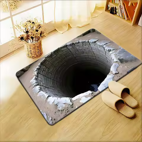 3D Infinite Black Hole Illusion Doormat,Non-Slip Back Machine Washable Foldable Rug for Home Office 