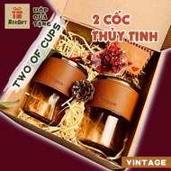 Gift Set of 2 GLASS CUP - Gift for lover, boyfriend, girlfriend, colleague - Box Gift