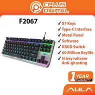 Aula F2067 Wired Mechanical Gaming Keyboard, Metal Top Case, USB C Interface, N-key rollover anti-gh