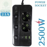 Yi Mart 2-Pin USB Type-C EU Plug 10A 110-250V 2500W Plug Cable Socket 2M - QL-1095U