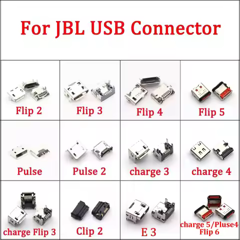 10Pcs Micro USB Charging Port Connector For JBL Charge5 Flip6 5 4 3 Pulse4 3 Extreme Clip2 4 E3 Go D