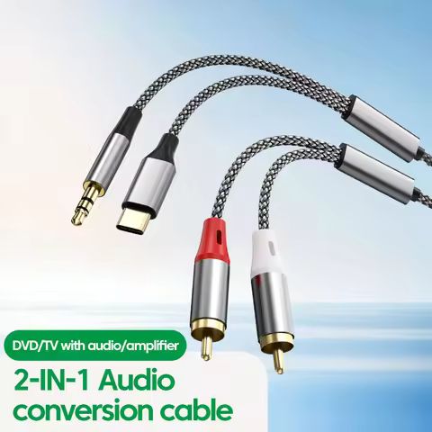 Type-c to 2 RCA Aux Audio Cable 3.5MM to 2RCA Aux Audio Cable Adapter Splitter cable for Home Theate