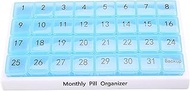 Willoghsa The Pill Box with 31 Compartments, 1 Per Day, 4 Weeks, 31 Days, Blue