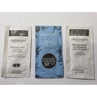 Antipodes AVOCADO PEAR NIGHT CREAM / MANUKA HONEY DAY CREAM / BAPTISE H2O WATER GEL (5ml)
