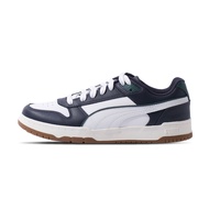 Puma RBD Game Low Men's Shoes White Dark Blue Sports Casual Leather Low-Top Rubber Sole Retro Time S