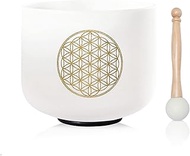 CVNC 528HZ C Note 8 Inch Flower Of Life Crystal Singing Bowl Meditation Sound Bath Sound Healing Cha