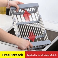 Expandable Kitchen Drainer Basket Stainless Steel Drainer Rack Sink Drainer Dish Rack Dishcloth Dish