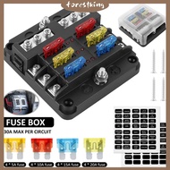 6-Way Fuse Box DC 32V Circuit Blades Fuse Block Waterproof Fuse Box Holder with 20 Fuses LED Indicat