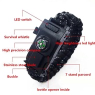4mm Paracord LED Survival Bracelet Multi - Function Emergency Camping Hiking Wristband High Impact R
