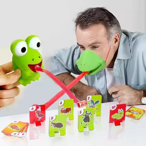 Frog Mask Wagging Tongue Lick Cards Board Games for Children Family Party Toys Antistress Funny Desk