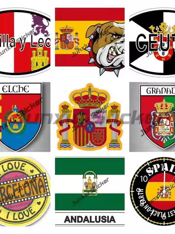 Spain Barcelona Ceuta City Shield Flag Decals Waterproof Cover Scratches Stickers Accessories for SU