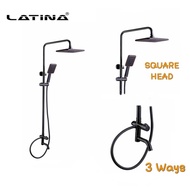 Latina 3 ways shower set black+rose gold square head