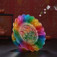 Coloured Glass Lotus Fruit Plate Household Eating Supplies Buddha Eating Plate Fruit Plate Fruit Pla