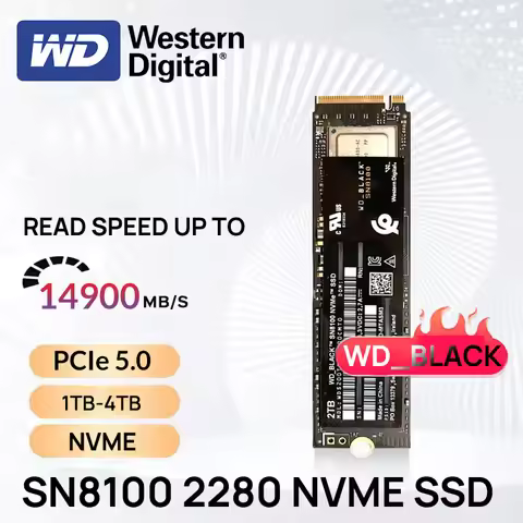 Western Digital PCIe 5.0 New SSD SN8100 1TB 2TB 4TB NVMe Read 14900MBs M.2 2280 Solid State Drive Fo