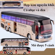 Alloy Business Business Bus Model, with Music and Lights, Can Open Doors Car Model Luxury Bus Bus Bu