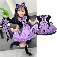 🎉Cosplay🎉  5PCS Full Set Sanrio Kuromi Lolita Princess Dresses Girl Halloween Party Cosplay Dress Up