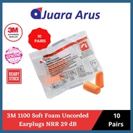 3M 1100 Soft Foam Uncorded Earplugs NRR 29 dB [10 Pairs/Packet] Original