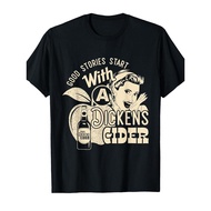 Men'S Funny Dickens Cider Literary T-Shirt - Soft Milk Silk Crew Neck Short Sleeve Tee with Vintage 