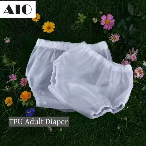 AIO 2Pcs Reusable Waterproof TPU Adult nappy Large size Diaper Cover Easy-to-clean Incontinence pant