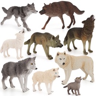 Zoo simulation static solid male wolf, roaring wolf, white wolf, wolf cub9Set of decorative toys