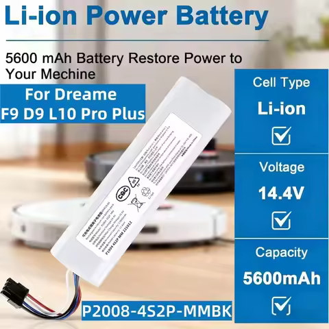 14.4V 12800mAh Li-Ion Replacement Battery for Dreame D9 F9 L10, D9 Pro, D9 MAX, D10 Plus, D10s, L10s