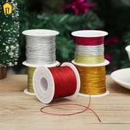 SUER DIY Christmas Strap Ribbon Bracelet Making Packaging Thread Metallic Cord Tying Rope Tag Line Gift Box Decor Hollow Gold Silver Red Tinsel String/Multicolor/20/100 Meters