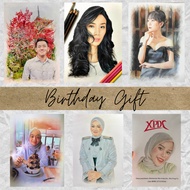 A3 Color pencil drawing portrait/Lukisan potret pensil color/Anniversary Gift/Birthday Gift/Friendsh