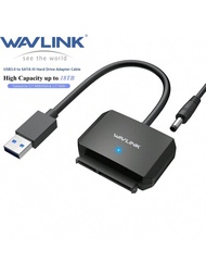 Wavlink Usb3.0轉sata Iii硬盤驅動器轉換線,sata轉usb A 5gbps轉換器,2.5英寸/3.5英寸hdd/ssd用的外置硬盤連接器,包括電源適配器