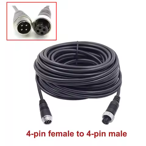 4-Pin M12 Aviation Video Extension Cable 1M 2M 5M 7M 10M 15M 20M for CCD Reversing Camera Camper Tra