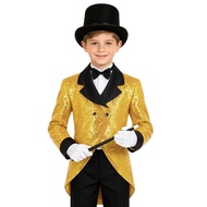 Oyolan Boys Long Sleeve Shiny Sequin Blazers Gentleman Tuxedo with Bowtie for Wedding Dancing Party 
