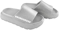 STC 1 Pair Glitter Slippers with Message - Bringueuse - Size 39/40