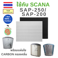 แผ่นกรองอากกาศ สำหรับ เครื่องฟอกอากาศ SCANA SAP-250 SAP-200 Nano Air Purifier G Sol SGP-200TB SAP-200WT แผ่นกรอง สกาน่า HEPA Filter มาพร้อมแผ่นใยคาร์บอนกรองกลิ่น