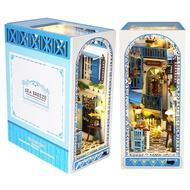 3D Wooden Puzzle Bookends, DIY Book Nook Kit, DIY Miniature Dolls House with Furniture, Book Nook Sh