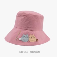 HIKOSEN CARA CARA Cat Bucket Hat Japanese Original Design Printed Sunshade Pink Blue Female Hat