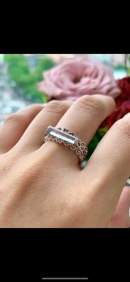 冰種翡翠天然翡翠A玉班指披指指環 • 18k金復古蕾絲翡翠戒指