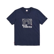 EDWIN 男款 立釦印花短袖T恤 (丈青色) #上衣