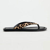 Spain Genuine Authentic ZARAˉ Summer Flat Flip-flops Women 24 New Leopard Print Toe Sandals Soft Bot