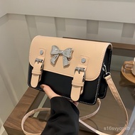 [Shishi Life Store] Korean Bow Cambridge Bag Women 2026 Trendy Fashion Contrast Color Small Square V