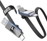 USB C Cable 100W, 4-in-1 USB C Lightning Cable(6ft) Heavy Duty 100W Fast Charging Flat Braided Dual 