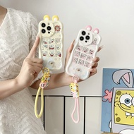 HX| For iPhone 6 6s 7 8 Plus X XR Xs Max 11 12 13 mini 14 15 16 Pro Max SE 2020 SpongeBob with rope 