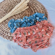 Mommy Baby Queen Bloomer Ruffle Pants Blue Orange Blue Pineapple Children's Ruffle Pants/ Girls Pant